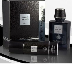 Black Leather Men With Deo Sprey 100ml by fragrance world