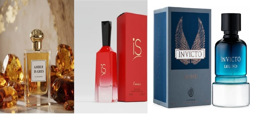 Amber Is Gres Edp 60ML Is L’amour Edp 75ML Invicto Legend Edp 100ML By Fragrance Wolrd 3 Peace 1 Set 1for Ladis 1for Unisex 1for Man